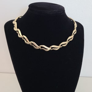 Vintage Monet Necklace Choker Goldtone Links Elegant Slick Design Adjustable