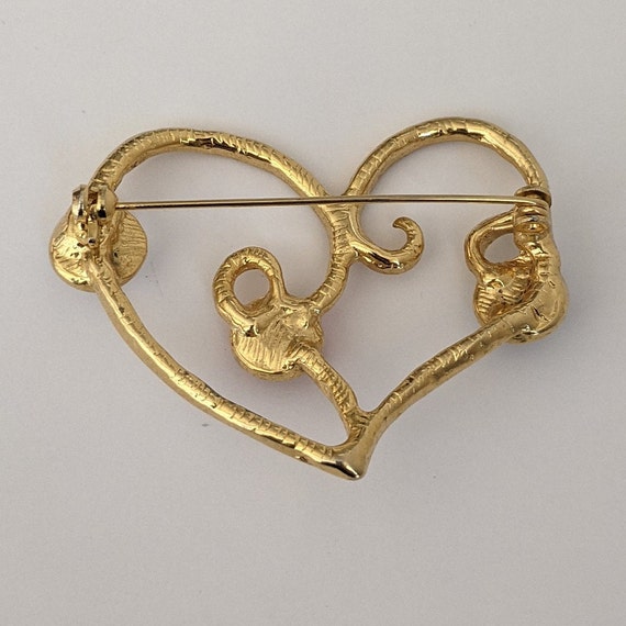 Vintage Brooch Heart Goldtone Metal Multi-Colored… - image 5