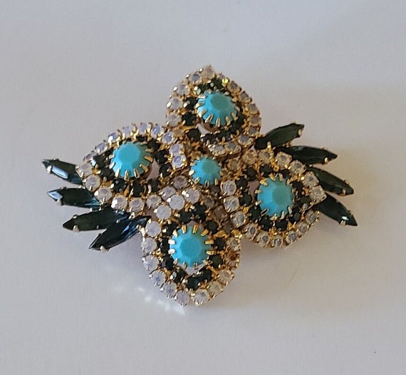 Magnificent Vintage Brooch Geometric Floral Patte… - image 1