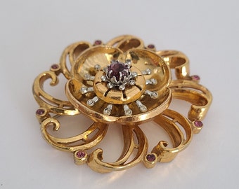 Spilla Vintage Con Cristalli - Design Floreale Vuoto-Fuori, Perfetta Per Eventi E Regali Eleganti - Foto 2