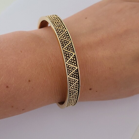 Vintage Napier Bangle Bracelet Textured Goldtone - image 5