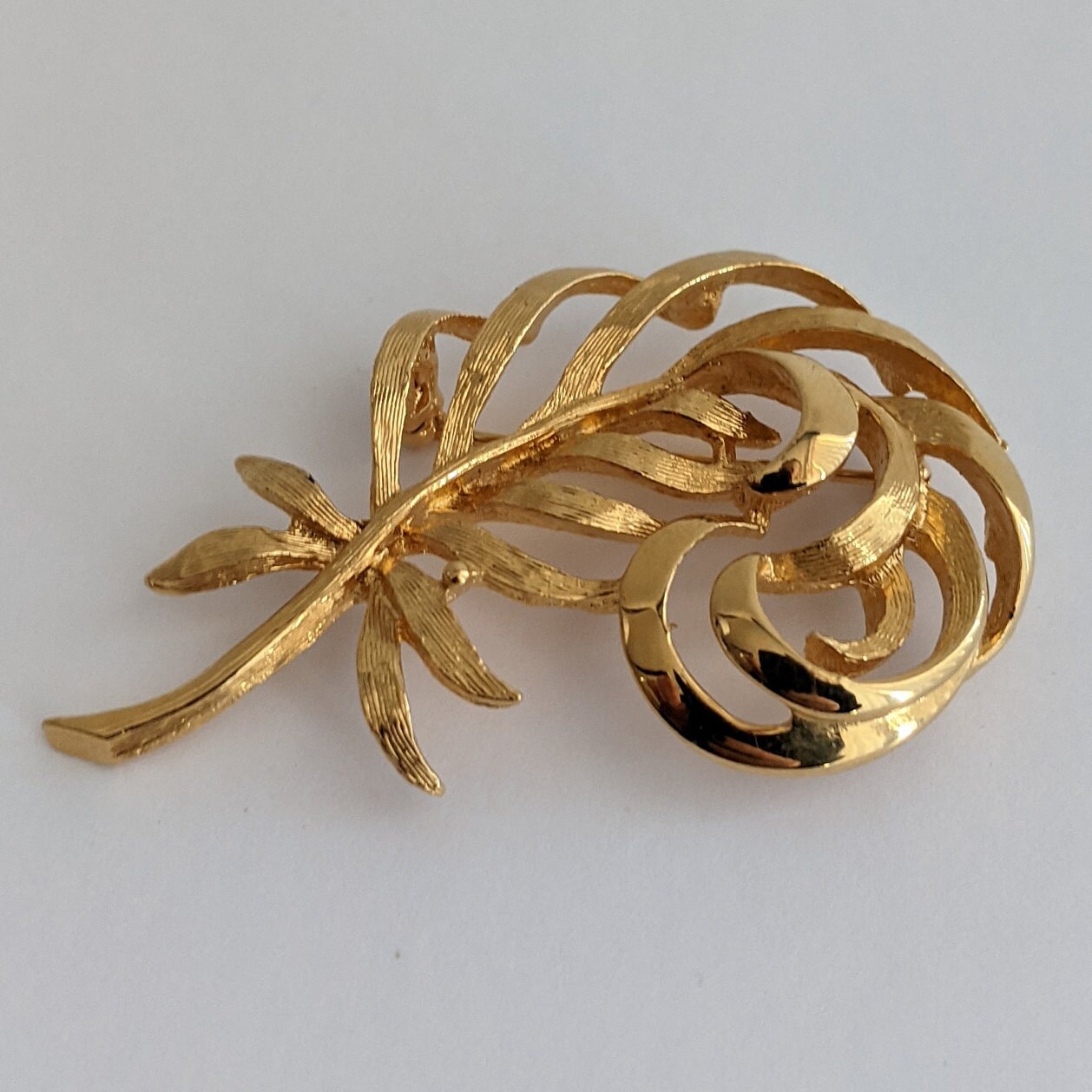 Vintage Napier Brooch Feather Brooch Polished and Textured Goldtone ...