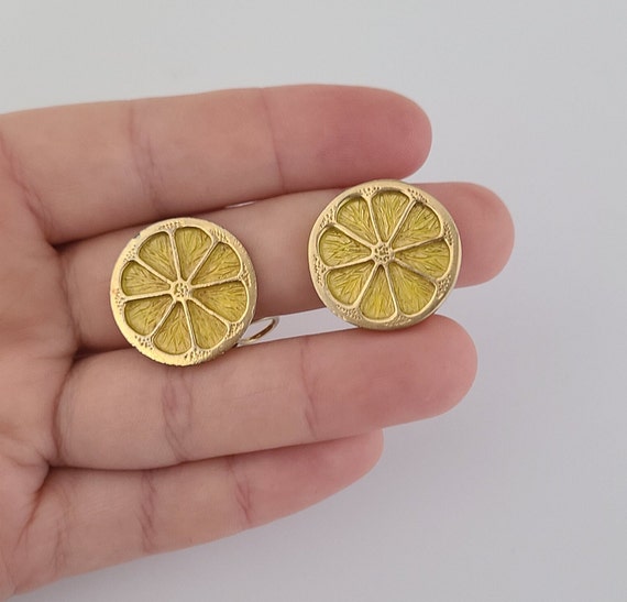 Rare Vintage Napier Clip-on Earrings Lemon Yellow… - image 5