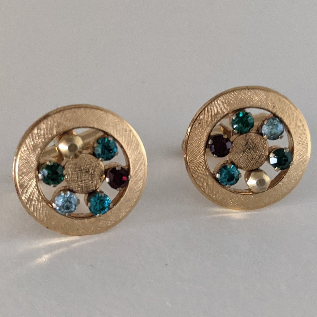 アクセサリー fyongsattt33 Vintage Cuff Links Anson Karatclad Gold-plated With Crystals