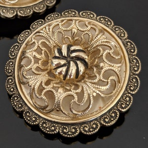 Vintage Scarf Clip Gold Tone and SilverTone Filligree signed West Germany