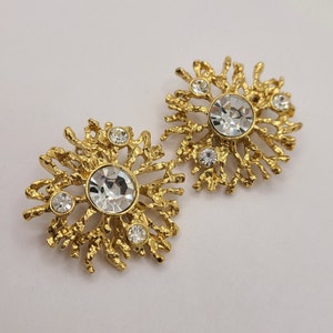 Vintage KJL Rhinestone Clip-on Earrings, Regal Riches Collection