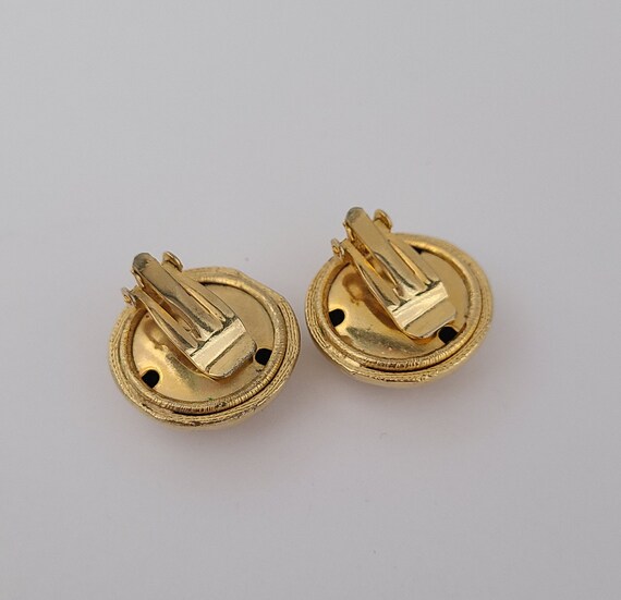 Vintage Clip-on Earrings Button Design with Textu… - image 3