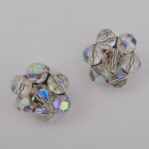 Vintage Clip-on Earrings Iridescent Aurora Borealis Crystals