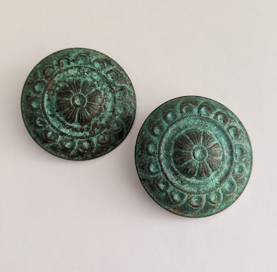 Vintage Earrings Pierced/Stud Roman Greek Shield … - image 1