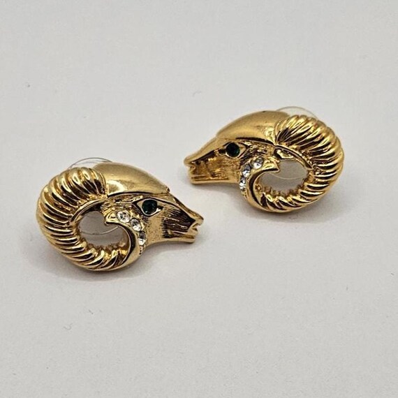 Vintage KJL Stud Earrings: Articulated Goat Head … - image 1