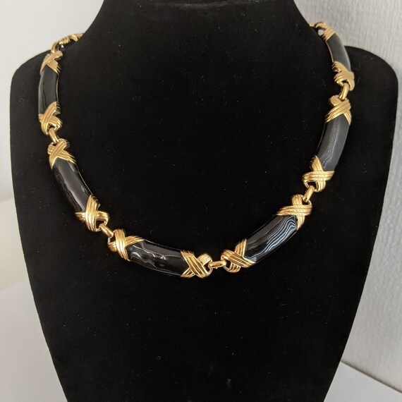 beautiful costume jewelry for gifting UK FREE SHIPPING Gold tone Red enamel ribbon design choker 90s vintage necklace 20 /% Off