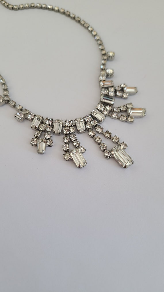 Vintage Necklace Art-Deco Inspired Clear Color Cr… - image 7