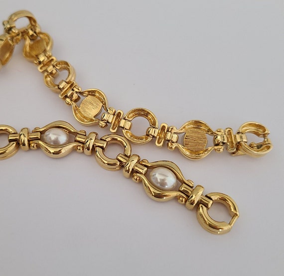Vintage Necklace Choker Elegant Goldtone Links wi… - image 7
