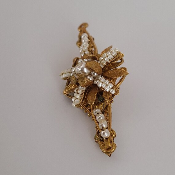 ヴィンテージ ミリアム ハスケル ブローチ：ゴールドトーンの