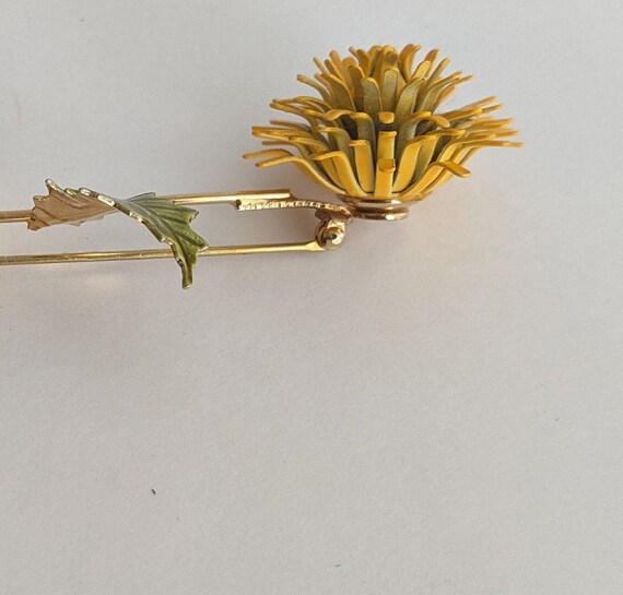 Vintage Corocraft Flower Brooch Yellow Enamel Flo… - image 5