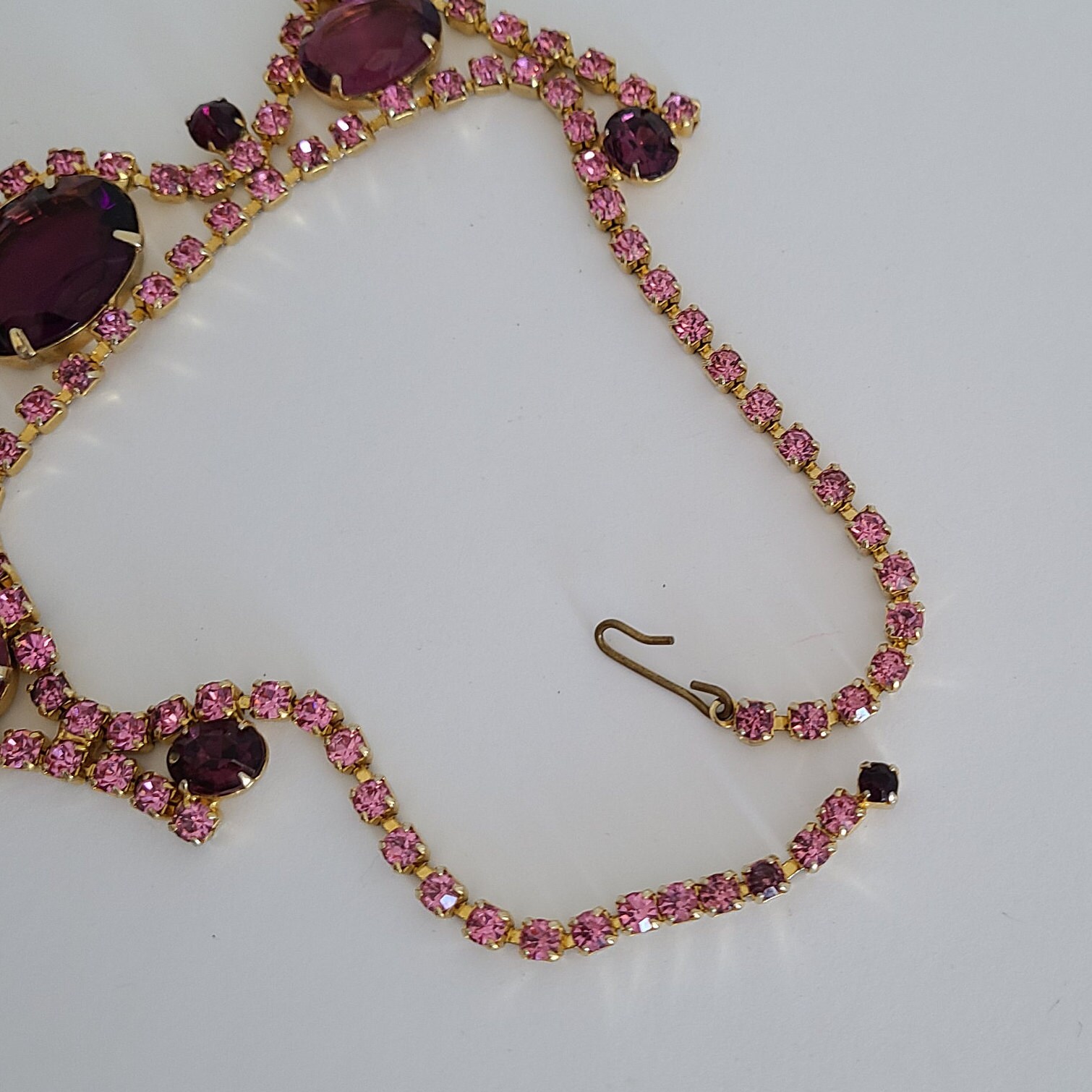 Pink Rhinestone Choker Vintage Massive Choker Large Purple Rhinestones & Pink Rhinestone - Etsy