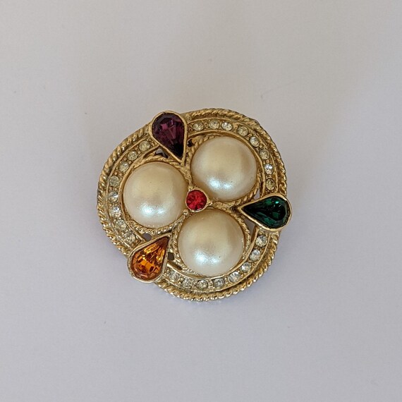 Vintage Clip-on earrings Faux Pearls Multicolored… - image 3