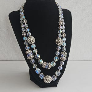 Vintage Crystal Bib Necklace: Two-Strand Beaded Statement Jewelry