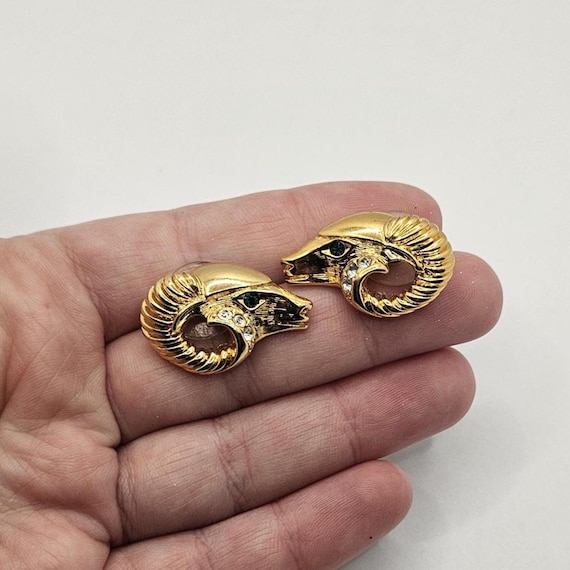 Vintage KJL Stud Earrings: Articulated Goat Head … - image 5