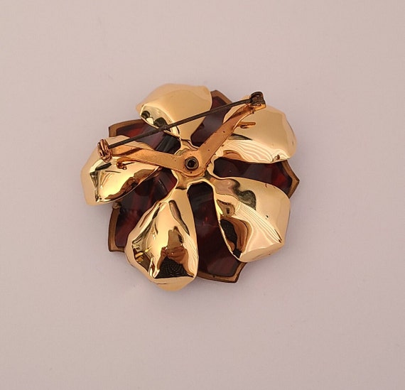 Vintage SET Floral Brooch and Clip-on Earrings Re… - image 5