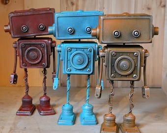 Rustic Handmade Robots | Steampunk Robot | Space Robot | Old Robot | Whimsical Robot | Garden Sculpture