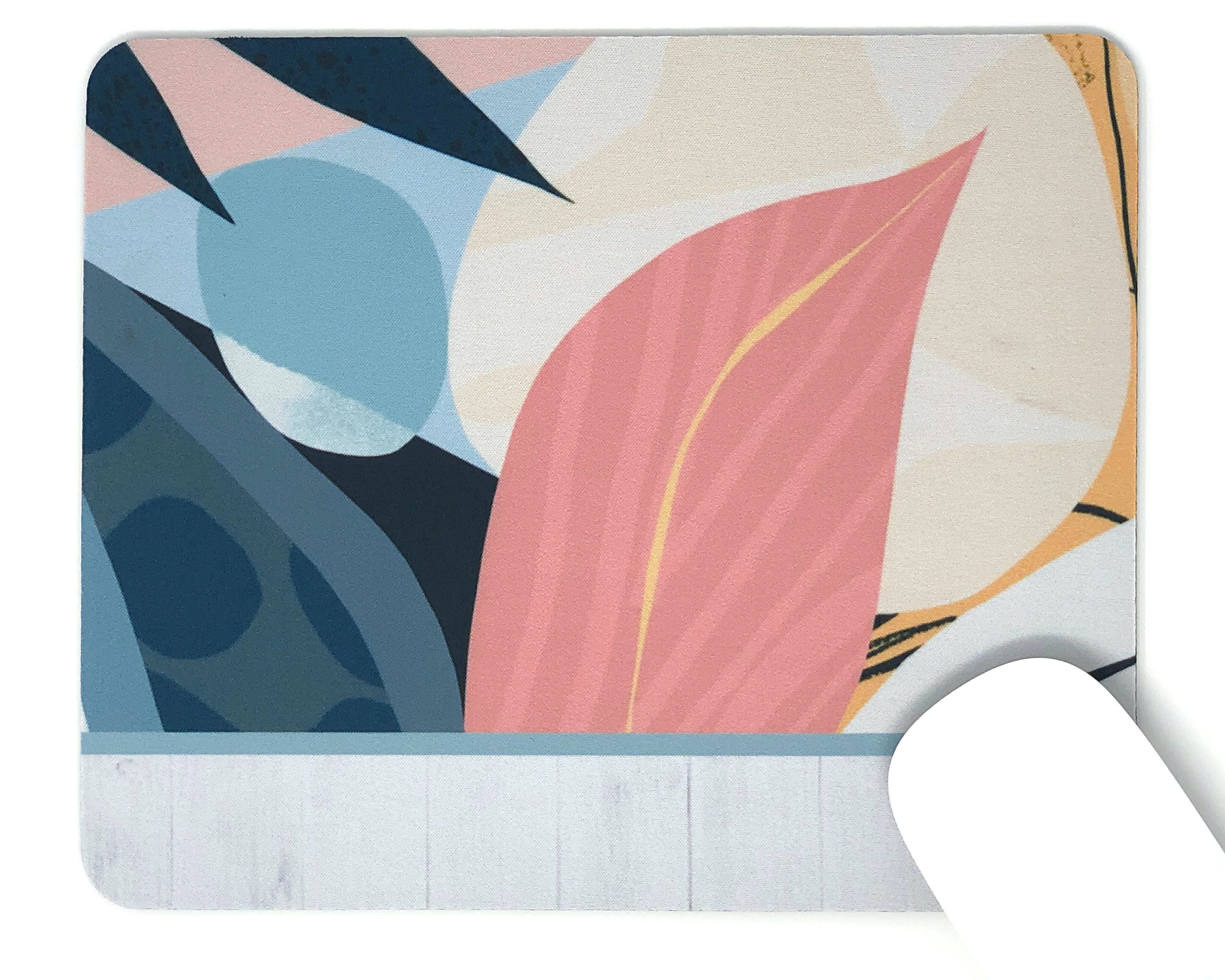 Decorative Mouse Pad Floral and White Wood Nonslip Rubber Mousepad 4mm