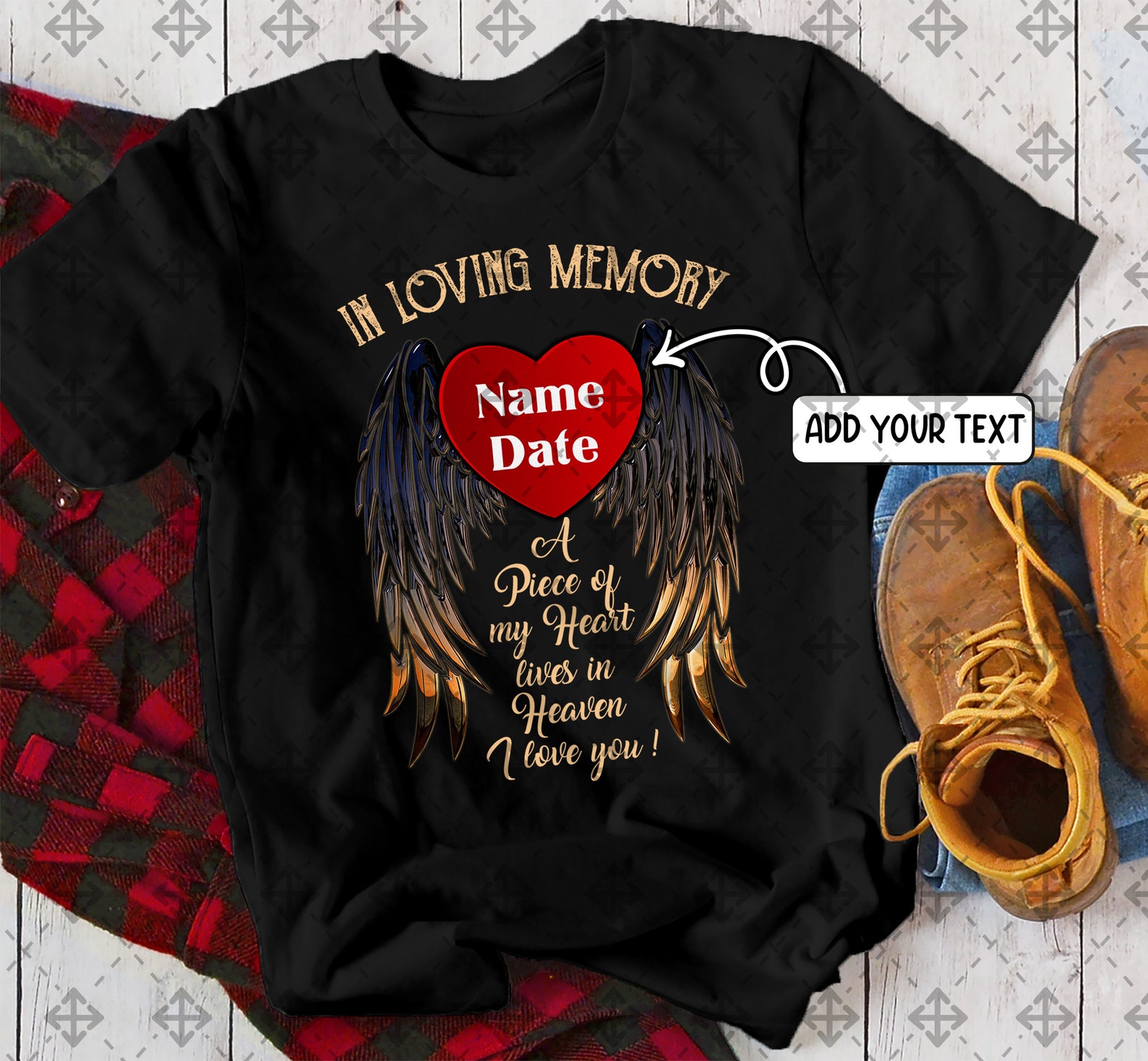 In Loving Memory Shirt Memorial Gift For Loss Angel Wings in | Etsy