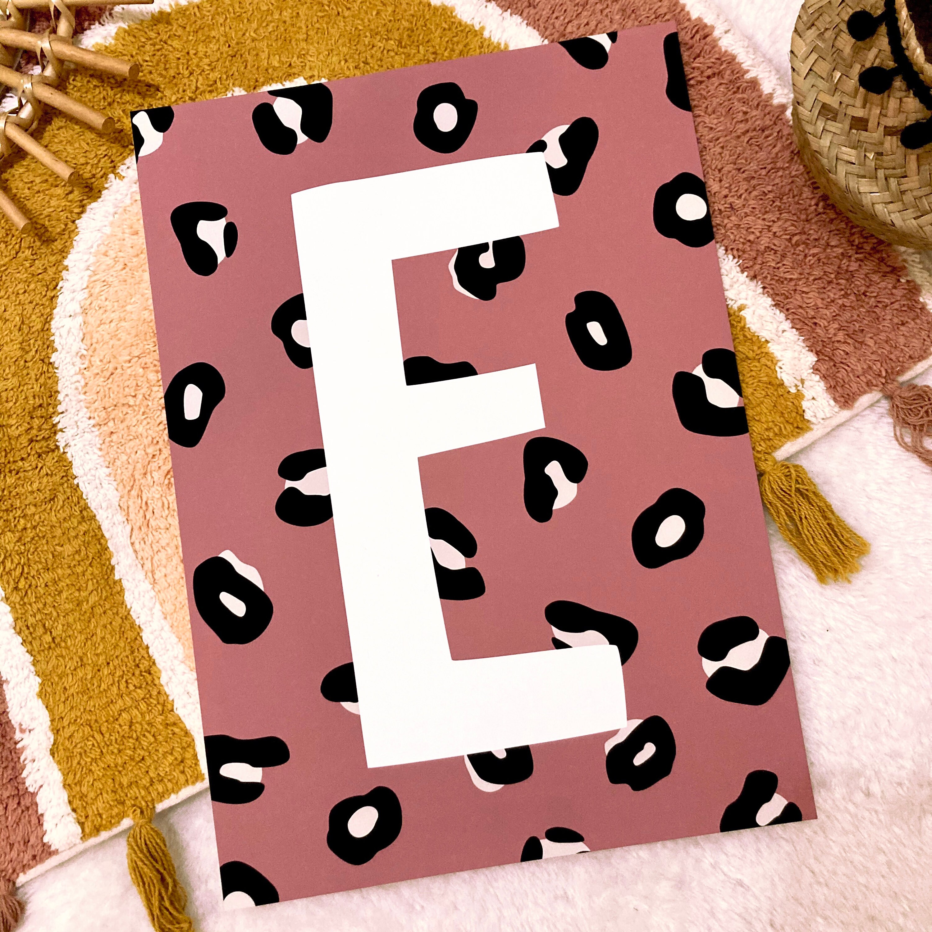 personalised initial print leopard print letter print etsy