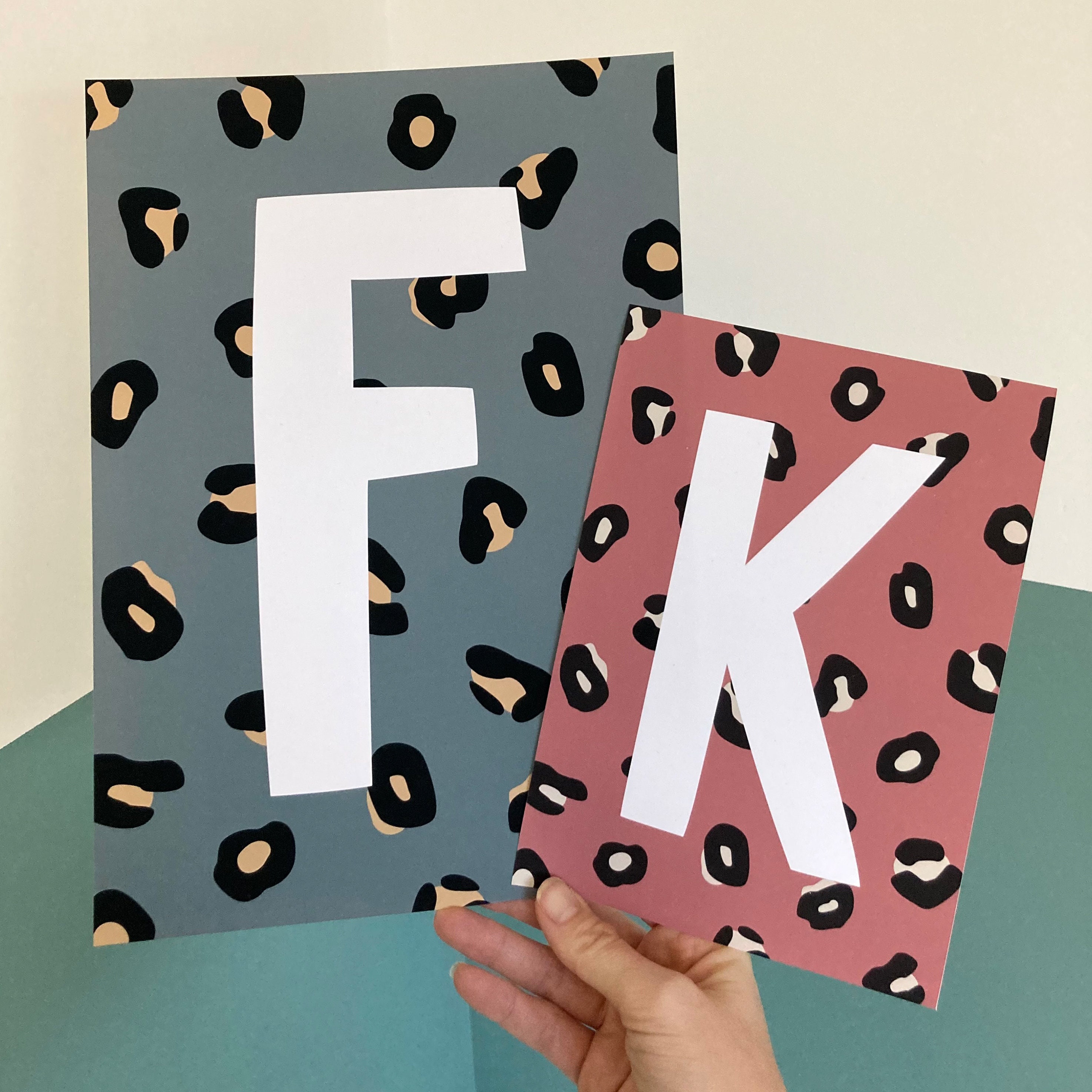 personalised leopard print initial letter print a5 print etsy