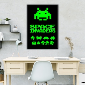 Space Invaders anni 80. Scegli il tuo Poster, Quadro su Tela o Carta fotografica. Canvas, Photographic paper.