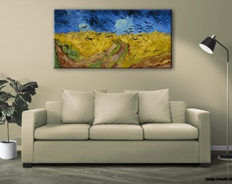 Vincent van Gogh - Wheatfield with crows. Canvas Home Wall Decor. Crea il tuo Poster/Quadro su Tela o Carta fotografica.