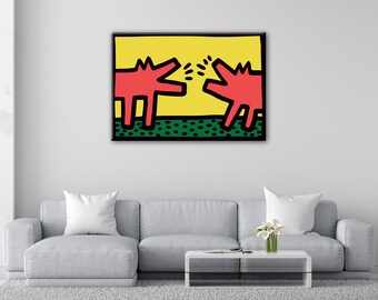 Keith Haring Pop Art Barking Dogs. Scegli il tuo Poster, Quadro su Tela o Carta fotografica. Canvas, Photographic paper.