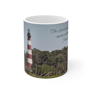 Inspirational Lighthouse Mug, Motivational Coffee Cup, Nautical Decor Gift, Faith-Based Mug, Personalized Lighthouse Expression