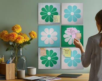 Flower Pinboard Set (6 pcs): Eco-Friendly Vision Board, 120x60cm