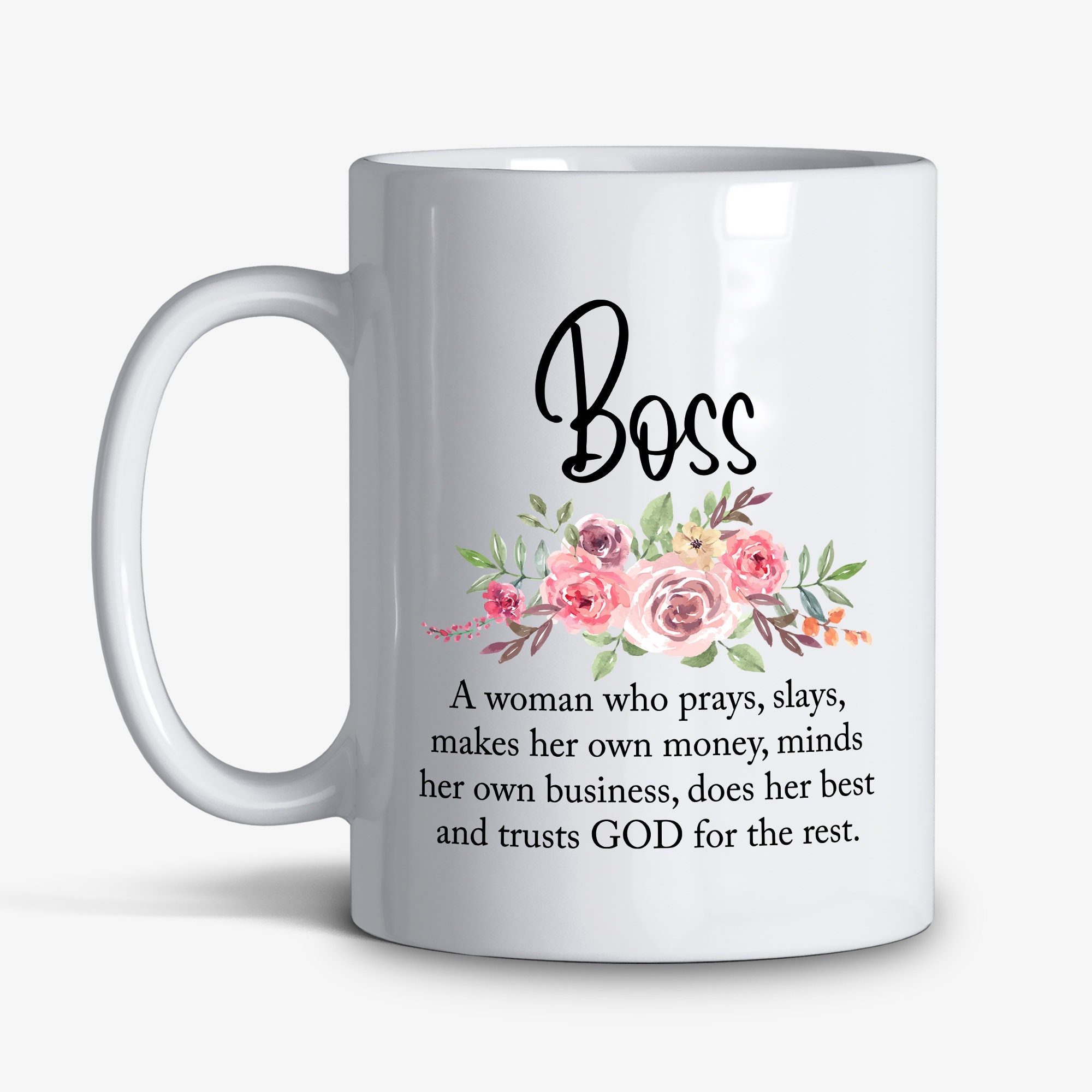 Funny Boss Definition Floral Mug Gift Etsy