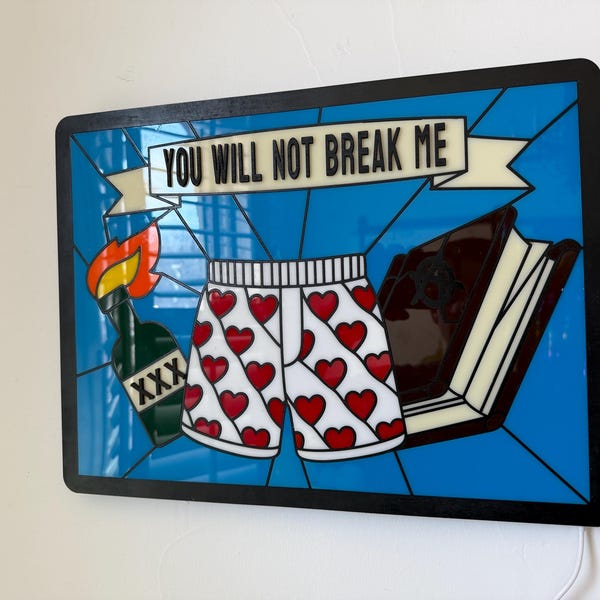 Church of Carl, Dungeon Crawler Carl LED “stained glass” wall light.