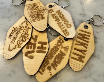 Dungeon Crawler Carl Wooden Keychain Rustic Motel style DCC design