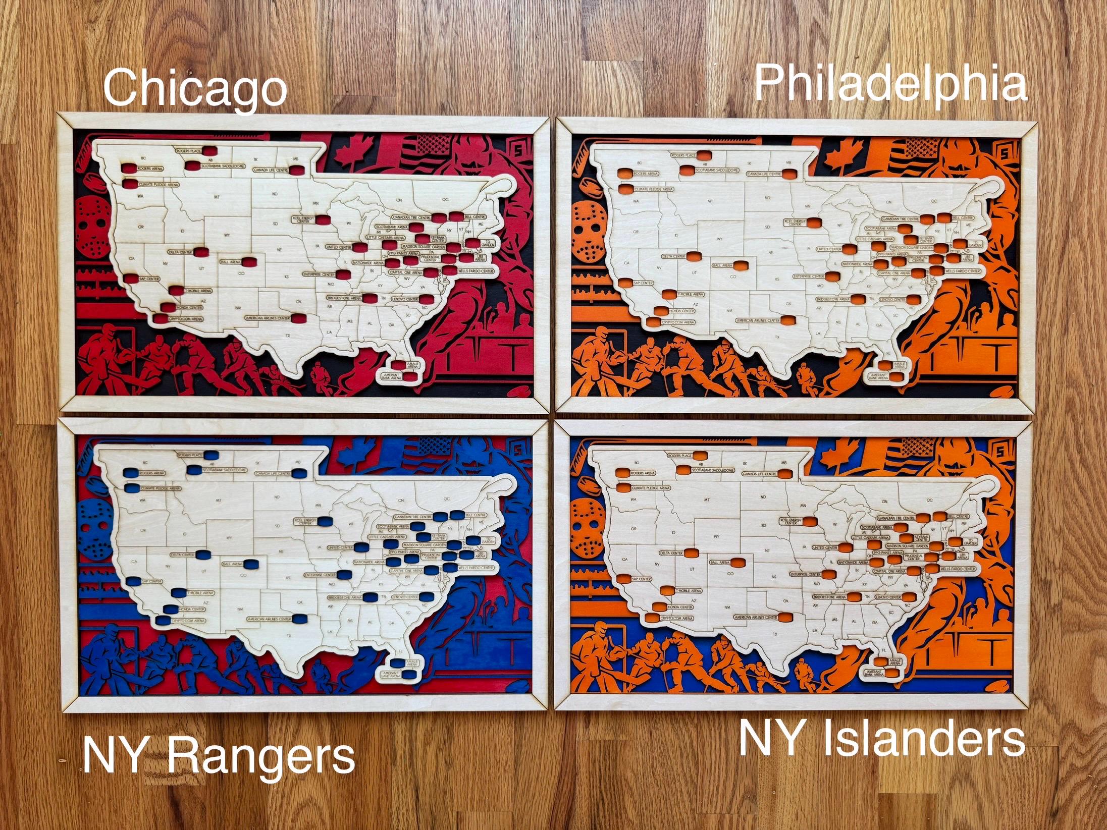 Hockey Stadium Interactive Puzzle Tracker Map. All NHL Teams and Custom ...