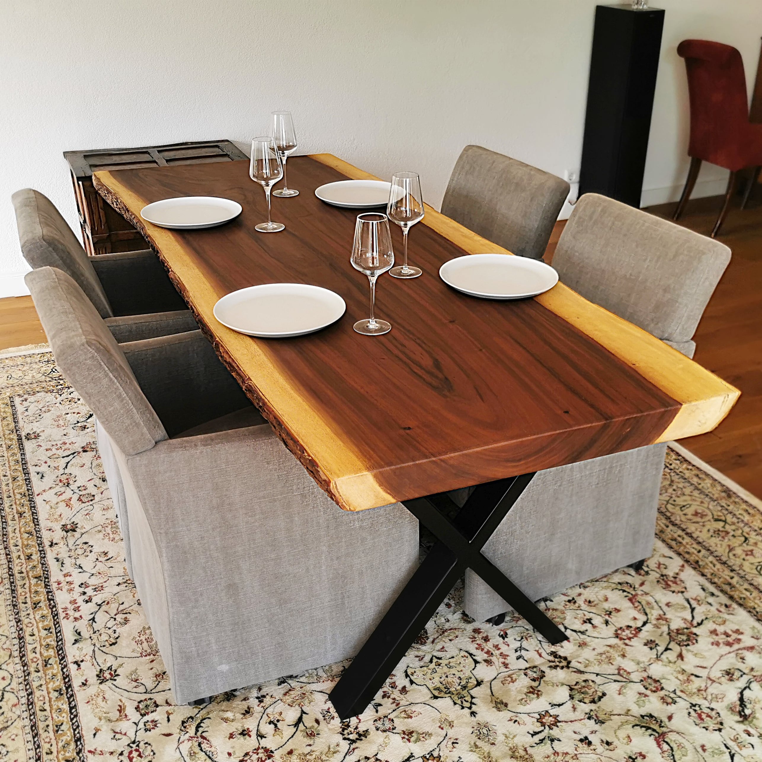 Wood bark dining table deals