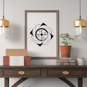 Fibonacci Sequence Poster, Golden Ratio Wall Art, Abstract Geometric Print, Minimal Decor, Minimalistic black and white Printable