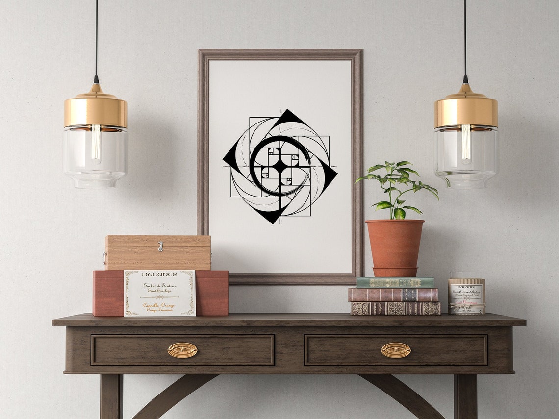 Fibonacci Sequence Poster, Golden Ratio Wall Art, Abstract Geometric ...