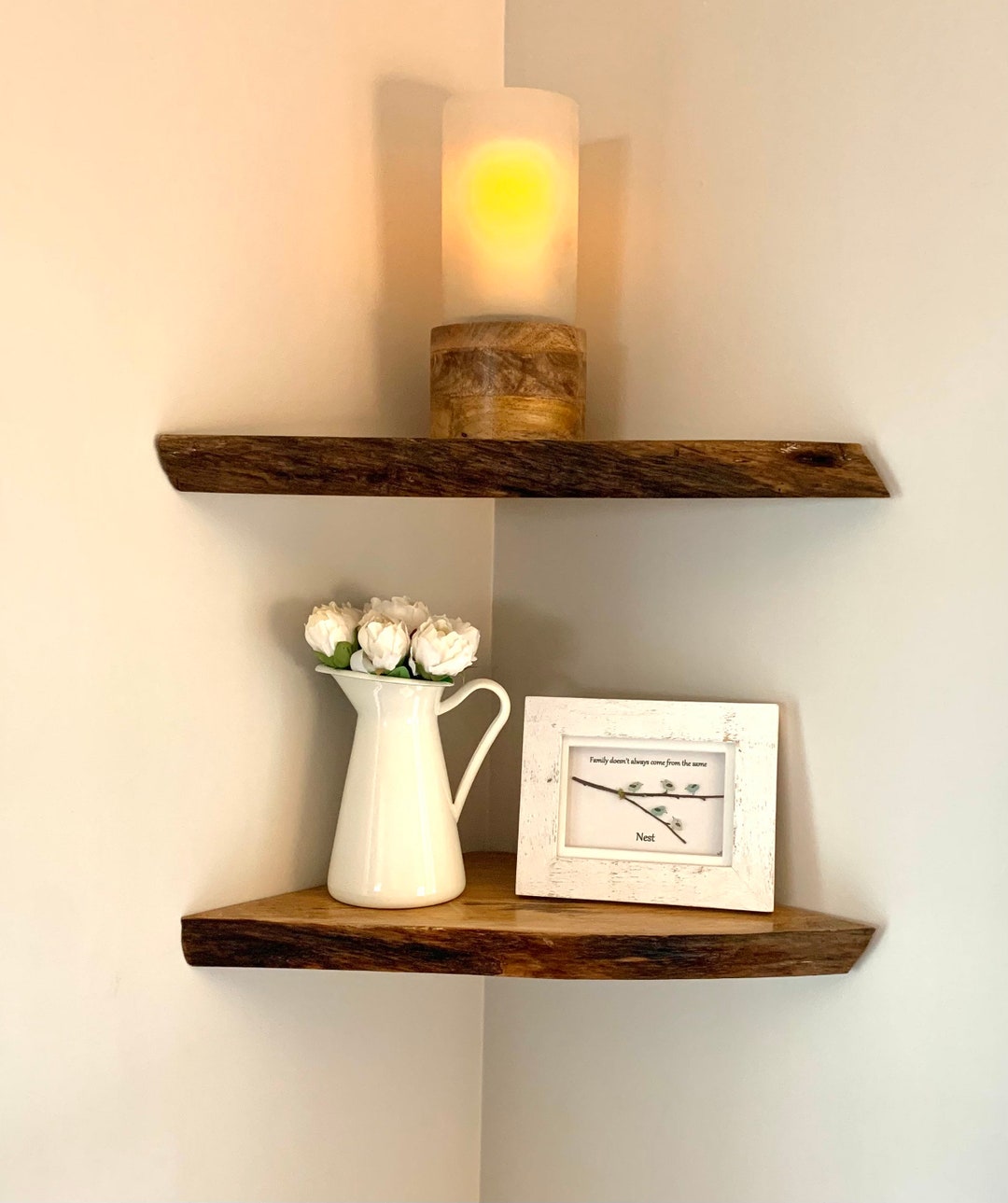 Live Edge Corner Floating Shelf Etsy