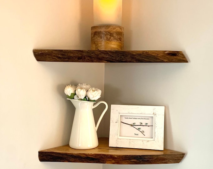 Live Edge Corner Floating Shelf Etsy