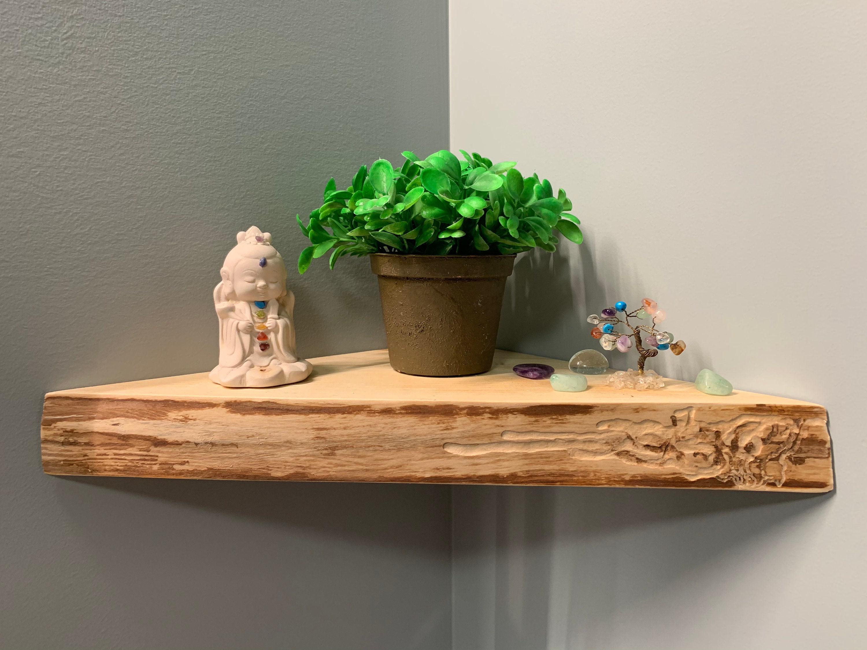 Custom Live Edge Barnwood Rustic Corner Shelves by Intelligent