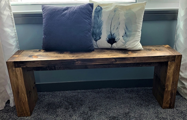 Modern Rustic Wooden Bench Bedroom Bench Entryway Bench image 2