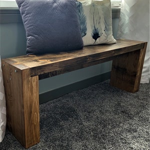 Modern Rustic Wooden Bench Bedroom Bench Entryway Bench image 1