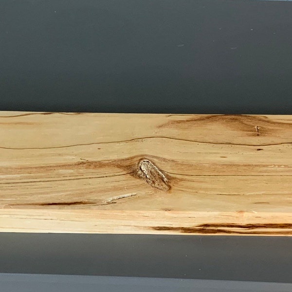 Solid Wood Floating Shelf, Flat Edge - Wooden Shelf with Hidden Brackets