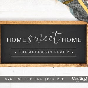 Home Sweet Home Family Name Sign SVG | Personalized Welcome Doormat | Rustic Farmhouse Stencil for Sign | Our Home Porch Sign SVG