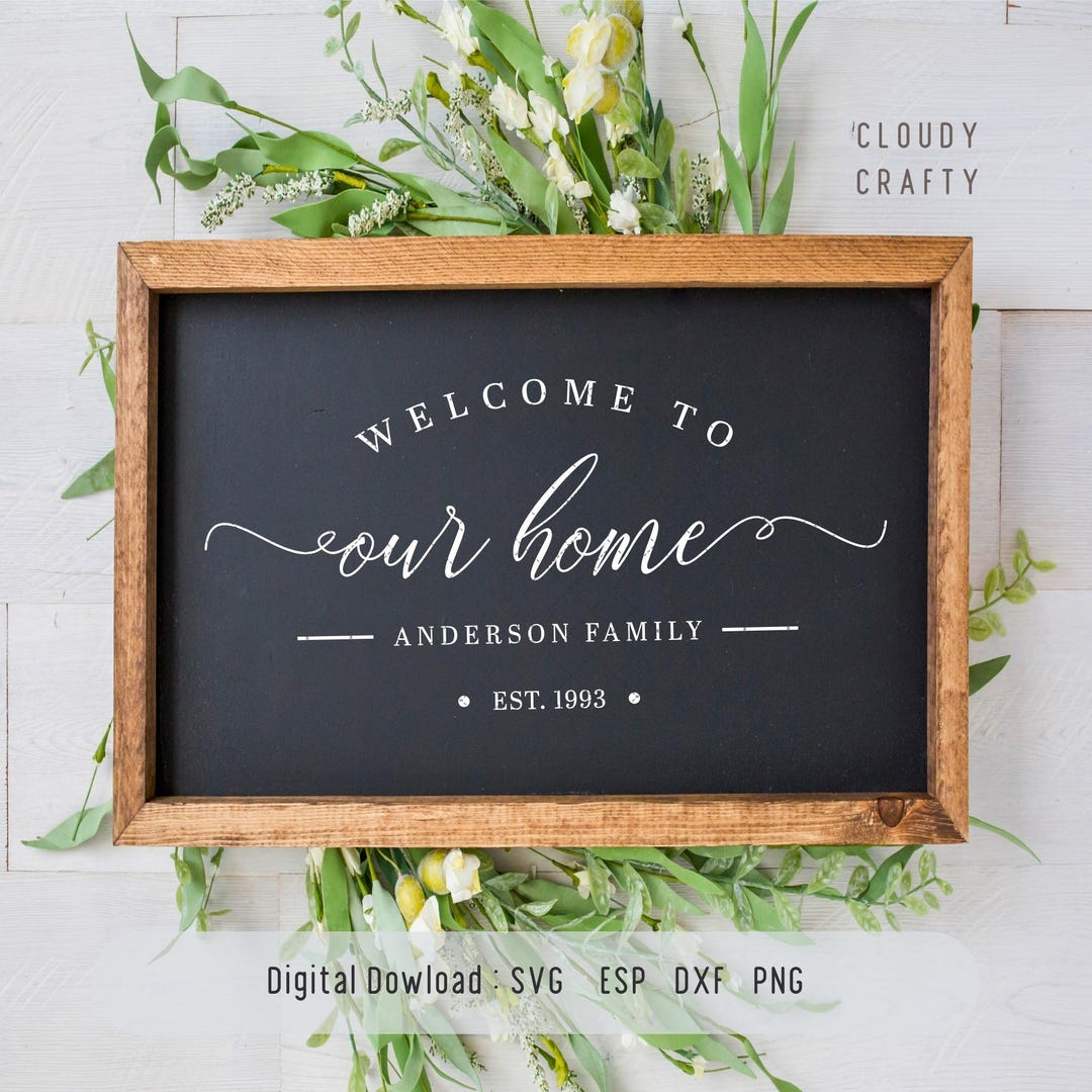Personalized Family Name Sign SVG | Welcome Home Decor (digital ...