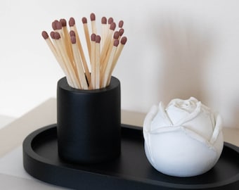 Match Pot with Striker Pad | Round Matchstick Holder | Candle Accessories | Small Round Pot | Long Match Holder |  Matches in a Jar